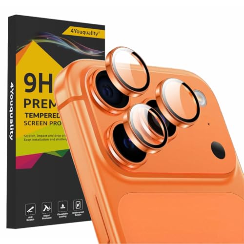 Image of 4youquality Camera Lens Protector for iPhone 17 Pro / iPhone 17 Pro Max (Cosmic Orange) - 9H Tempered Glass, HD Clear, Scratch Resistant, No Flash Interference, Easy Installation, Case Friendly (Pack of 1 / 3)