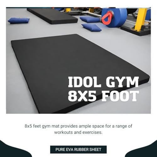 Image of ProGrip by Dhara EVA Rubber Gym Mat 8x5 Feet | 30mm Thick Heavy Duty Exercise Flooring for Treadmill, Dumbbell & Weightlifting Area | Anti-Slip, Shock Absorbing, Noise Reduction | Black
