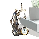 Estetica senza tempo: Declinando l'iconica figura della giustizia, questo pezzo decorativo esalta comodini, scaffali e scrivanie di valore artistico, arricchendo il vostro spazio abitativo con il suo equilibrio tra simbolismo storico e grazia visiva