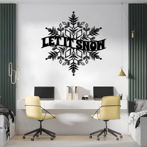 kawazu Let It Snow Metal Wall Art, Metal Snowflake Wall