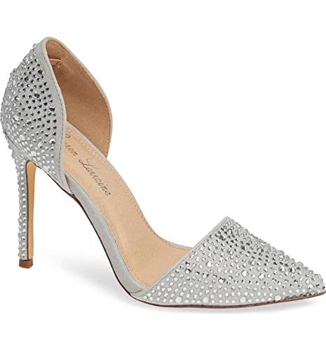 Lauren Lorraine Sari Silver Crystal Embellished D'Orsay Pointed Toe Pumps