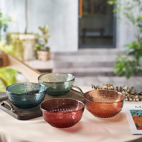Image of WRINGO Multi Color Glass Bowl for Kitchen Prep, Dessert, Dips, and Candy Dishes, Cake, Snack Bowl Set of 6 Or Nut Bowls, and Microwave Safe Clear Glass Bowls for Mixing, Storing Size 4.5 Inch (WR-07)