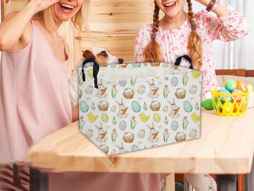 Image of Easter Basket for Kids Easter Gift Basket Empty Baby Easter Basket for Boys and Girls Rectangular Toy Storage Basket Organizer Bin Box Cute Easter Egg Room Decor for Home(Easter Gift Basket)