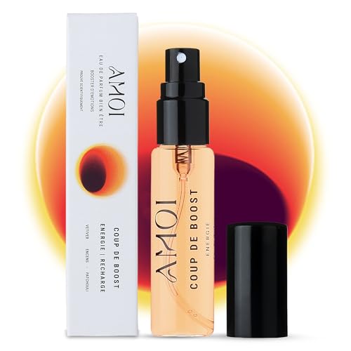 AMOI - Coup de Boost - Eau de Parfum Énergisante 10 ML - Notes de Résine d'Élemi, Poivre Rose & Mandarine - +85% Naturels - Parfum Booster d'Émotions - Made in France