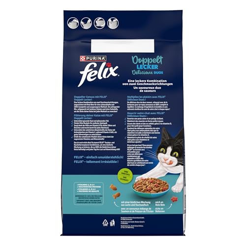 Felix Doppelt Lecker Katzenfutter trocken, mit Lachs, Hochseefisch und reich an Rote Bete, 4er Pack (4 x 4Kg)-2