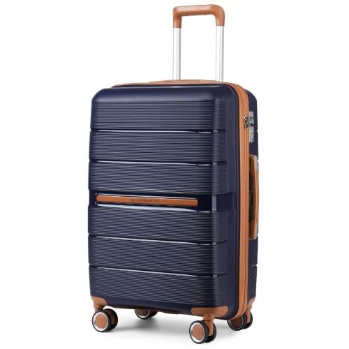 British Traveller Walizka z Twardą Bagaż Podręczny PP Materiał Walizki Podróżna 4 Kółka,66x43,3x28,5cm, Niebieski