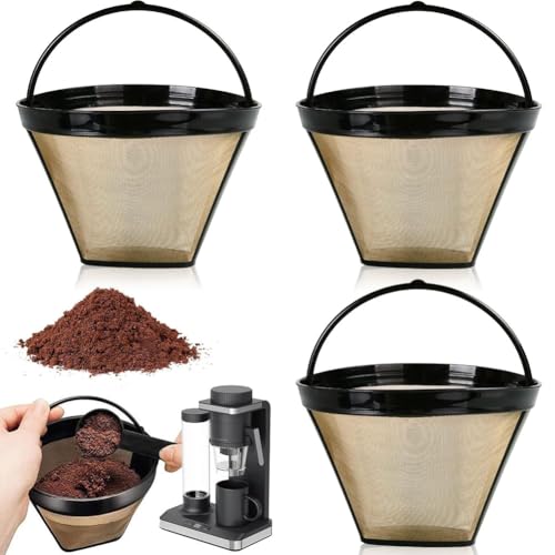 3 Piezas Filtros Reutilizables para Café Permanentes Filtro Café o Té nº4, Filtro de Red Café Fino Net con asa Filtros de Red de Café Universal Permanente para Mayoría Cafeteras