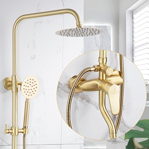 Ensemble de robinets de douche à effet de pluie or brossé pour une salle de bain spa