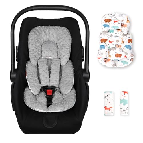 Image of Infant Car Seat Insert, Car Seat Head Support Baby with 2 Covers, Ultra-Soft Newborn Carseat Insert, Perfect for Car Seat, Stroller, Swing, Animals