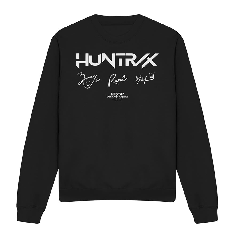 Kpop Demon Hunters Huntrix Signatures Unisex Sweatshirt, Black, XX-Large