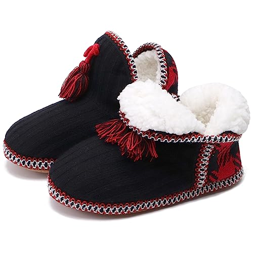 COFACE Lammfell Hausschuhe Damen Hüttenschuhe Winter Warme...