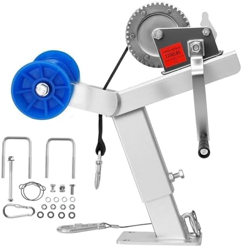 Adjustable Boat Trailer Winch Stand with Roller and Ratchet Winch, 1200LB Capacity for Secure Motorboat and Fishing Boat Loading