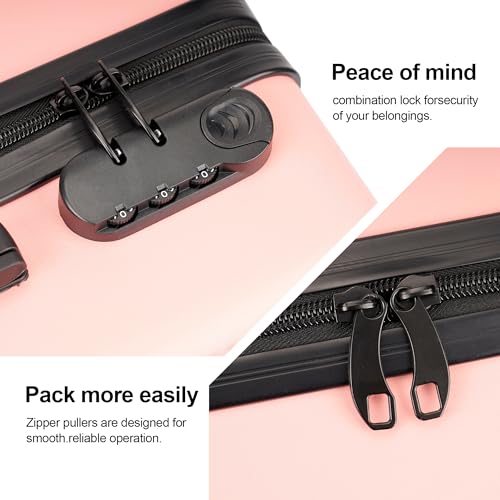 3 Piece Luggage Sets with Spinner Wheels,Hard Suitcases with Wheels,Travel Luggage,Red, Pink, OD-Z20204