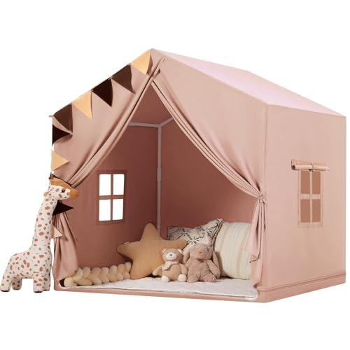 Tienda Campaña Infantil Tipi: Grande Tipi Infantil con Colchoneta con Ventana - Tienda Campaña Niños - Marrón Niña Criança Brincar Regalo de Sala de Sala de Juegos de Juguetes