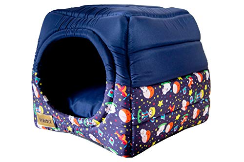 Toca e Cama Luppet 2 em 1 com Almofada para Cachorro ou Gato de 6kg a 12kg Marinho G