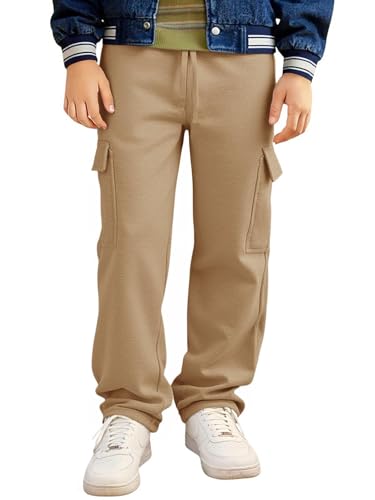Pantalon de survêtement cargo en polaire pour garçon anti-froid avec poches
