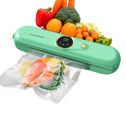 Vacuum Sealer Machine, Seal System for Dry & Wet Foods, One-Touch Operation, Space-Saving Portable Design Perfect for Home Kitchen, Includes 3 Free Storage Bags（Green）