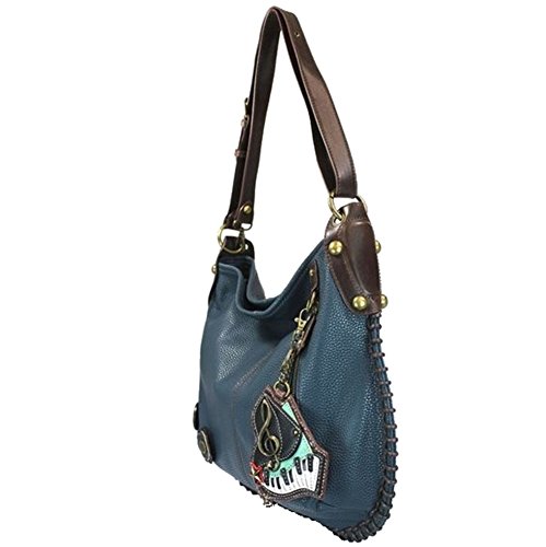 Chala Handbags, Casual Style, Soft, Large Shoulder or Crossbody Purse with Keyfob - Navy Blue2