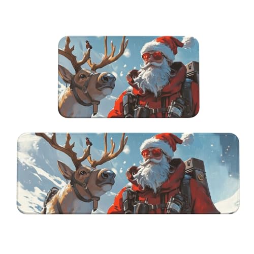 Alfombras de cocina navideñas de Papá Noel para decorar tu suelo de forma cómoda 2