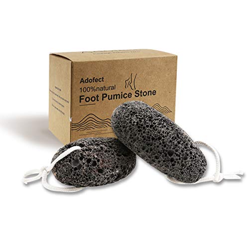 Adofect 2 PCS Lava Pumice Stone for Feet Callus Remove 100% Natural Foot Pumice Stone for Exfoliating Dry Dead Skin, Foot Scrubber Stone for Men/Women, Brown or black at random