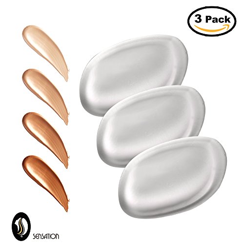 Pack of 3 - SENSATION Silicone Makeup Applicator Sponge Perfect for BB CC Cream Foundation Concealer Blending Air Cushion Cosmetics Blender (3 PACK)