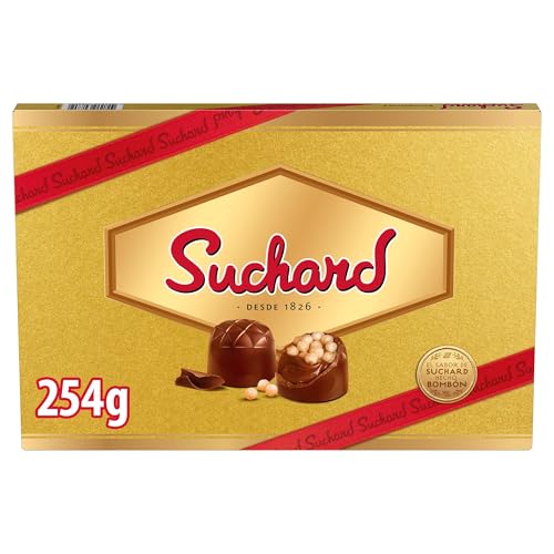 Bombones Suchard, Delicisoso Chocolate con Leche y Arroz Inflado, Caja de 28 unidades - 254 g
