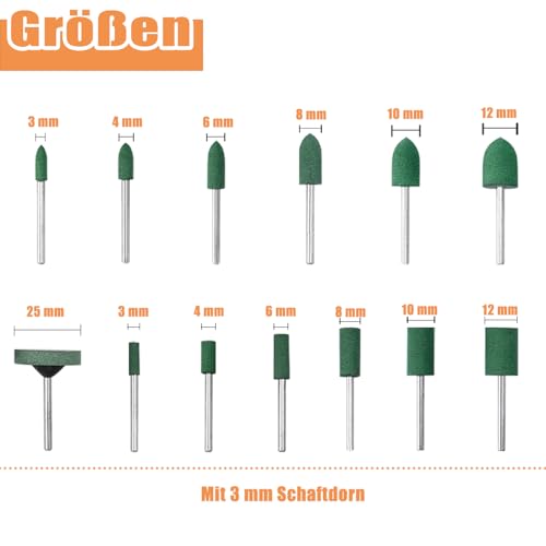 Treki 39 Stück Kleine Schleifen Polierkopf mit 3mm Schaft Multifunktionale Polierspitze Set aus Gummi, Montiert Polierstift zum Schleifen Polieren für Drehwerkzeug Bohrmaschine Zubehörer
