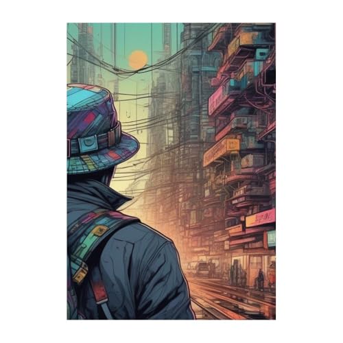 Tableau mural Ville sombre dans un monde poster d'art graphique sans cadre 40 x 60 cm
