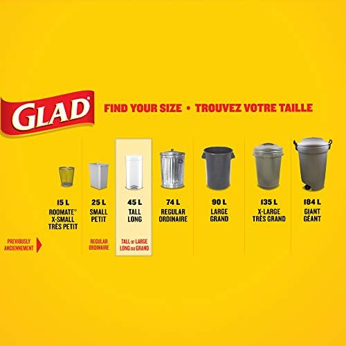 Glad White Garbage Bags - Tall 45 Litres - ForceFlex, Drawstring, with Febreze Fresh Clean Scent, 50 Trash Bags, Made in Canada of Global Components — view 3