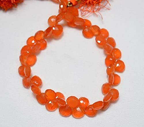 Carnelian heart shape beads pour bijoux, fil de 9 pouces de briolettes facettées de 8-9mm