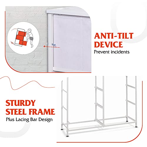 Wlive Fabric Dresser For Bedroom With 9 Drawers, Tall Chest Of Drawers, Storage Tower, Organizer Unit With Fabric Bin, Steel Frame, Wood Top For Nursery, Closets, White #TOP5