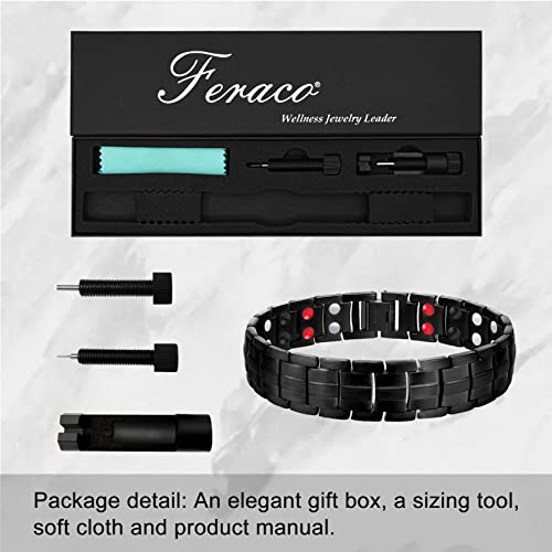 Feraco Solid Copper Bracelet For Men Arthritis Mens Magnetic Bracelet With Ultra Strong Therapy Magnets For Carpal Tunnel Healing Adjustable Length With Sizing Tool #TOP7