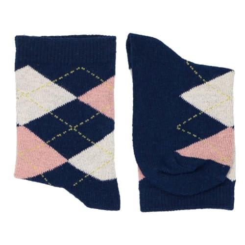 tiemart Children's Navy Blue and Blush Pink Argyle Socks2