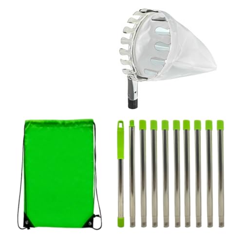 QWQJ Extendable Fruit Picking Tool with Stainless Steel Rod and Storage Bag Professional Fruit Catcher for Home Gardeners