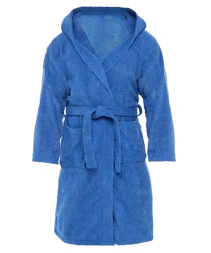 Skylinewears Boys & Girls Lightweight Cotton Hooded Robe Soft Terry Cloth Bathrobe for Kids Blue 6