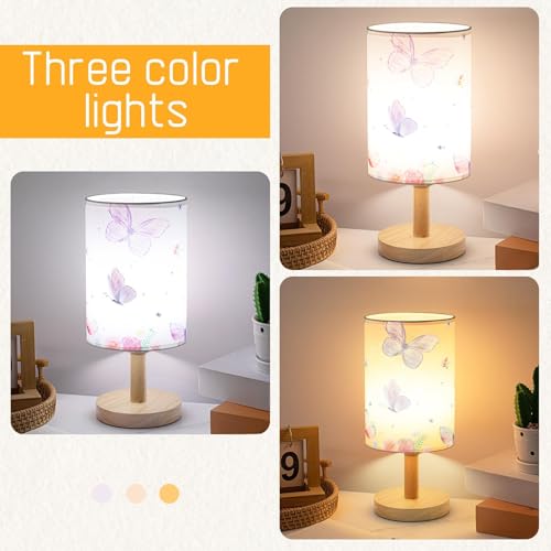 Tujoe Butterfly Lamp Purple Desk for Kids Lamp Fabric Nightstand Table Lamps Bedside Decor for Girl Kids Reading Bedroom Living Room Home Office Christmas Gift by Tujoe - Image 4