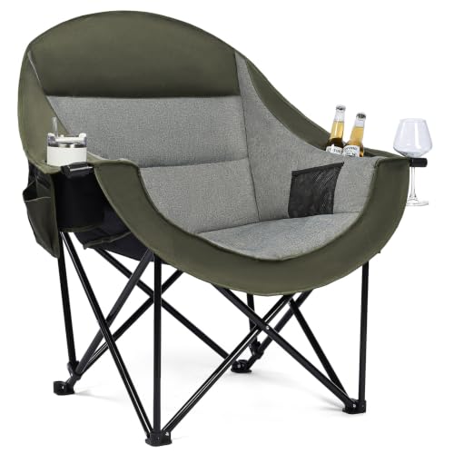 Image of Oversized Camping Chairs for Adults - Heavy Duty Padded Outdoor Camp Chair