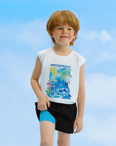 Image of maamgic Boys Swim Trunks with Compression Liner Quick Dry Swim Shorts Anti-Chafe Boy Bathing Suit