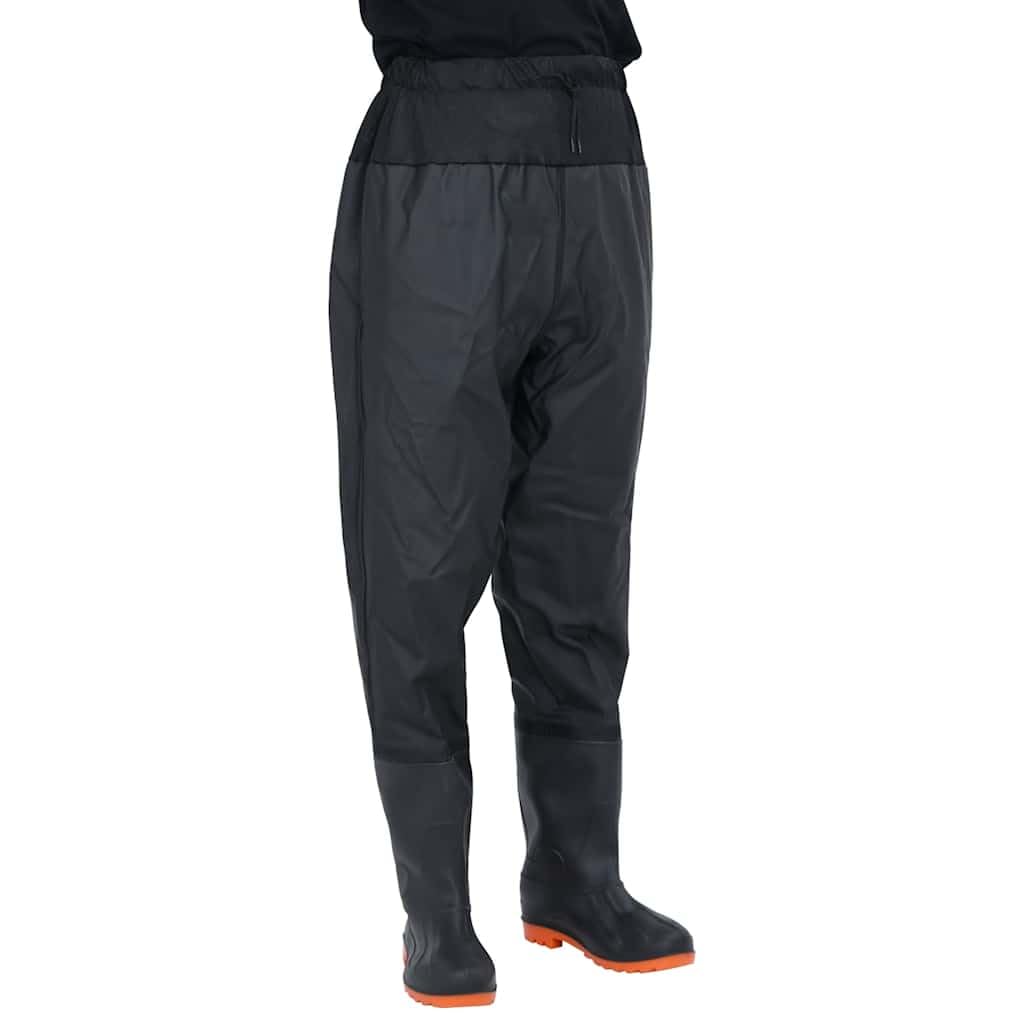 Salopette in vita con stivali integrati, colore nero, taglia 40, poliestere rivestito in PVC, impermeabile e antiscivolo, traspirante, per pesca, caccia, attività all'aperto e pesca in