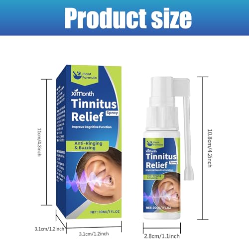 Tinnitus Spray Zur Linderung Von Ohrgeräuschen, Ohrentropfen Entzündung Menschen, 30ml Ohrenspray Gegen Klingeln & Rauschen, Zur Verbesserung Der Hörfunktion Und Reinigung Der Ohren, 1 Flasche