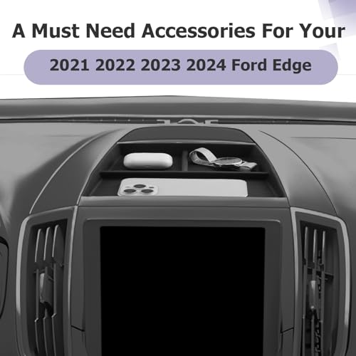 Image of LUWU for 2024 Edge Dashboard Storage Tray - 2021 2022 2023 2024 Ford Edge 12-inch Behind Screen Organizer Center Console Display Box Dash Tray Edge 2024 Accessories (Only for 12 inch Screen)