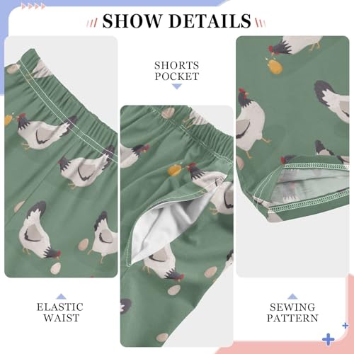 ZZXXB Hen and Egg Boys Long Pants Soft Trousers Elastic Waist Kids Lounge Bottoms with Pockets S-XL4