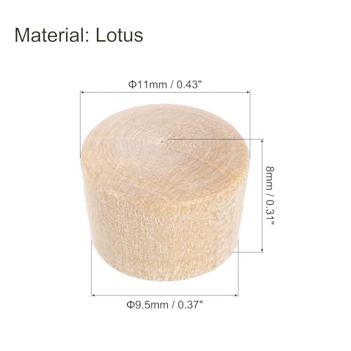 Image of uxcell 150Pcs Wood Button Plugs, 9.5mm /0.37 inch Flat Head Hardwood Screw Hole Plug Wooden Caps Buttons Wood Plug for Furniture Woodworking Craft Decor (11mm x 9.5mm)