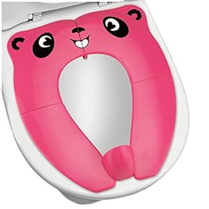 [Upgrade Version] Toilettensitz Kinder – RIGHTWELL Faltbarer Toilettensitz Kinder für Reise Töpfchen,Tragbar Reise WC Sitz Kleinkind Töpfchentrainer mit Aufbewahrungstüte (Rosa)