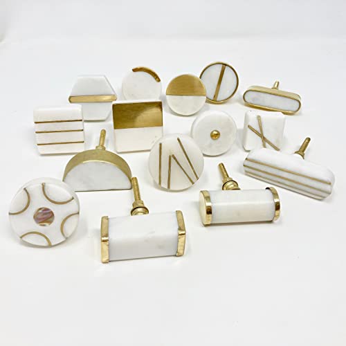 Pomelli per porte in marmo massiccio e ottone con