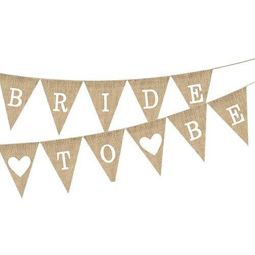 Bride To Be Linen Banner - Vintage Burlap Hen Party Decorations for Weddings Bridal Showers and Bachelorette Parties
