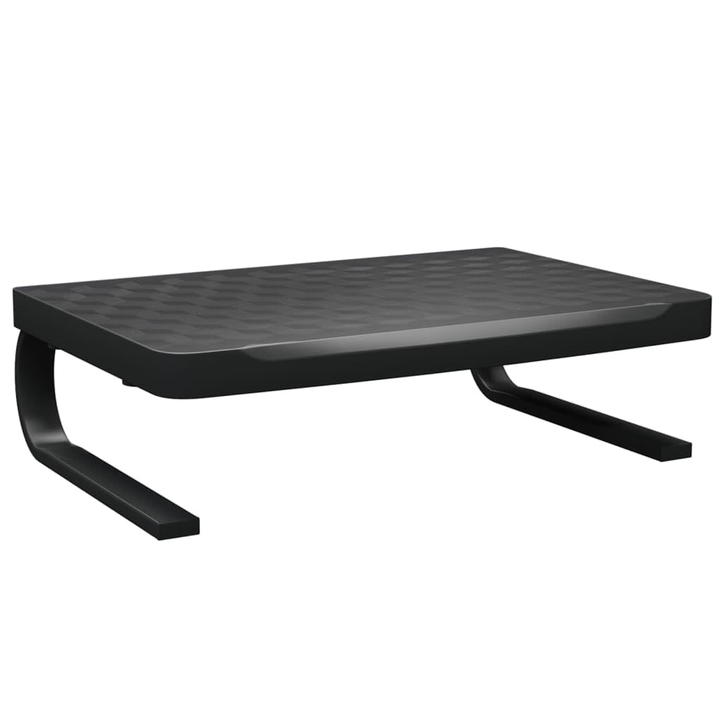 Supporto per monitor nero HIPS/metallo, 37 × 28 × 11,5 cm, spazio per tastiera, consolle streaming, scarico posteriore per casa, ufficio