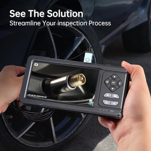 Image of ETZIN Dual Lens Industrial Endoscope, 1080P Digital Borescope Inspection Camera with 7.9mm IP67 Waterproof, Sewer Camera with 4.3 inch LCD Screen, 7 LED Lights,16.5FT Semi-Rigid Cable, EPL-1341IM