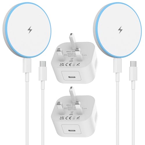 iPhone Wireless Charger 2Pack,15W Mag-Safe Charger Pad and 20W Fast USB C Plug with 6FT USB-C to USB-C Cable,Magnetic Wireless Fast Charge for iPhone17 16 15 14 13 12 Pro/Pro Max/Air/Plus,Airpods