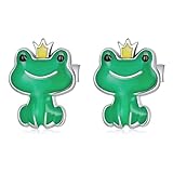 Inspirations de conception : la petite grenouille verte porte une couronne, ce qui est drôle et mignon et vous rappelle les souvenirs d'enfance. Les petites boucles d'oreilles en forme de prince oxydé sont simples mais polyvalentes, ajoutant une touche de mode à la tenue.